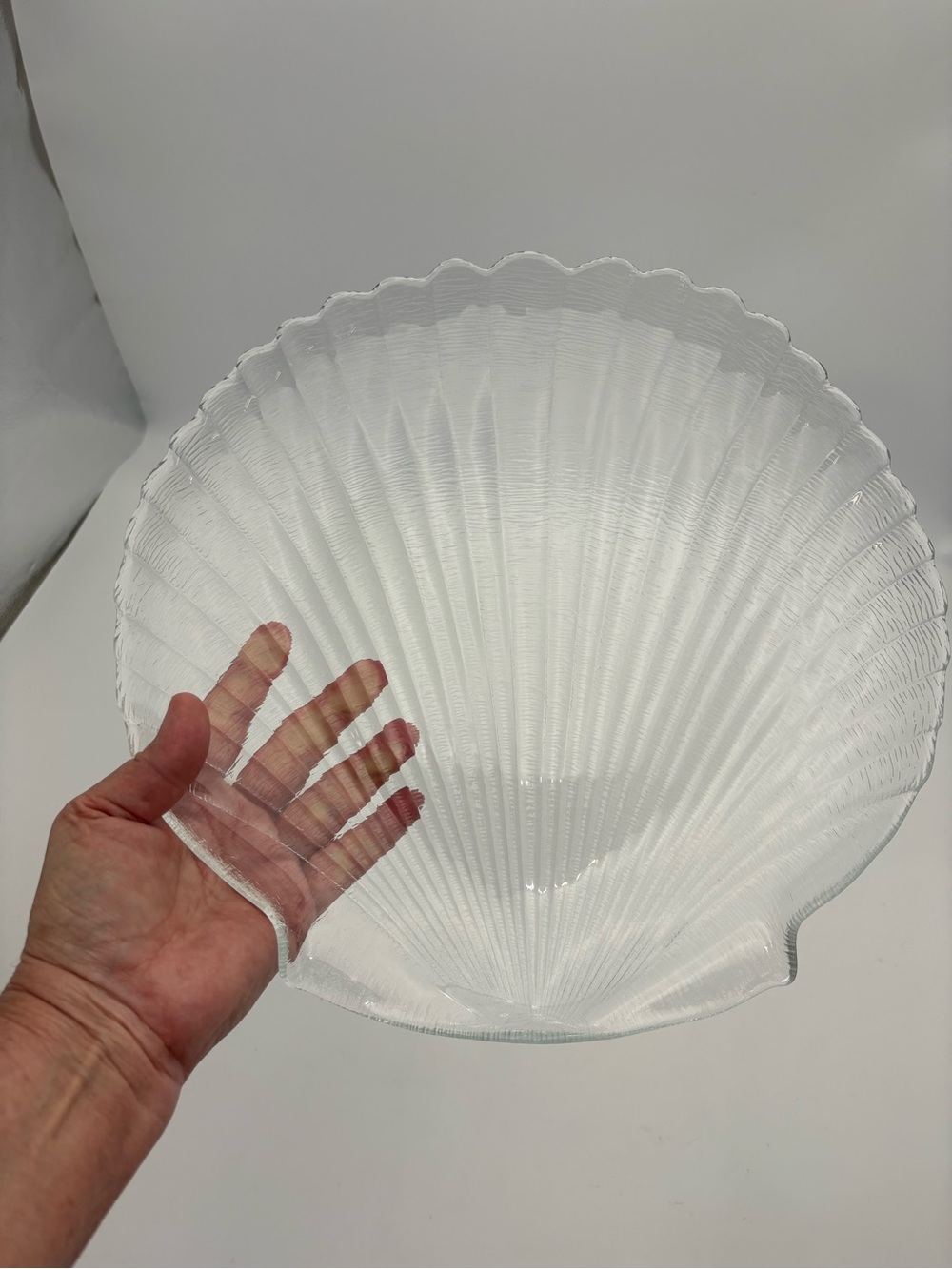 Gorgeous Vintage Arcoroc Shell-Shaped Clear Glass Serving Platter